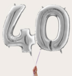 Cijferballon 40 Jaar Zilver XL