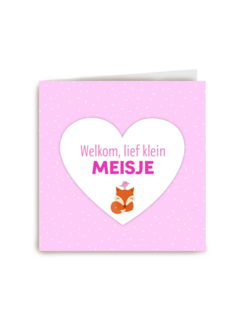 vosje op wit hart op roze achtergrond