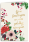 Kerstkaart klassiek bloemen en kersttak