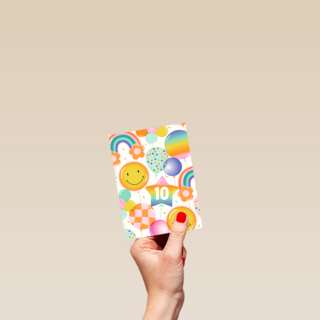 Verjaardagskaart smiley ballonnen met leeftijd