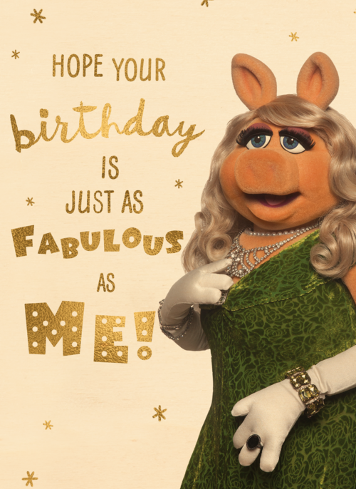 verjaardag kaart muppets miss piggy fabulous
