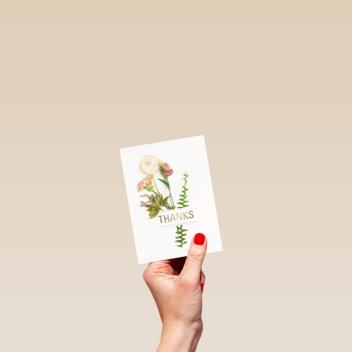 botanical kaart thanks met een bloemetje