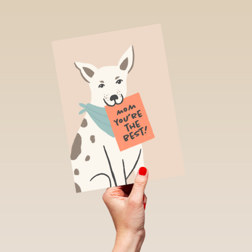 Moederdagkaart hond met mom you are the best