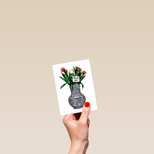 bedankt kaart folio vaas met bloemen thank you