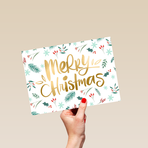 Kerstkaart merry christmas mistletoe