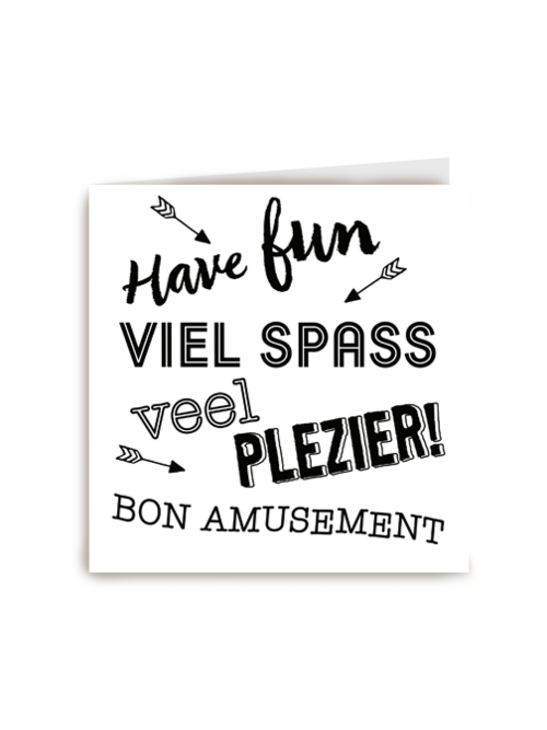 op kamp kaart met tekst have fun viel spass veel plezier