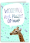 Op kamp kaart giraffe woohoo veel plezier