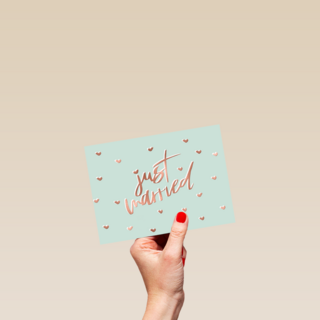 just married with metallic text