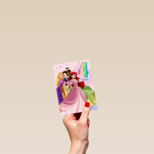 Verjaardagskaart 4 jaar Disney prinsessen