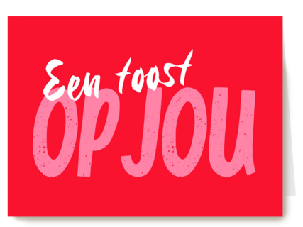 een toost op jou op rode achtergrond