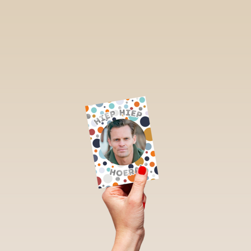 Hiep Hiep Hoera fotokaart man