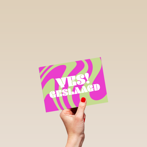 Geslaagd Yes swirl groen roze