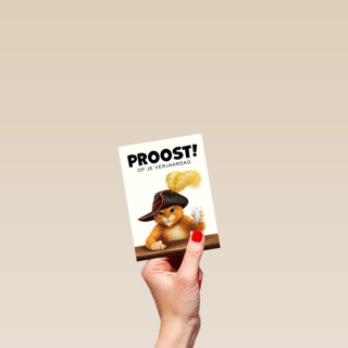 Puss in boots verjaardagskaart proost