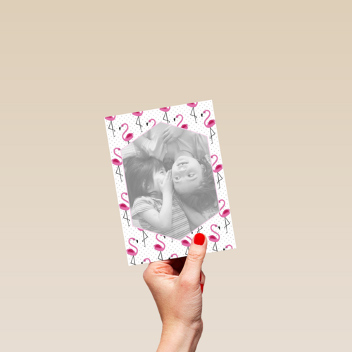 fotokaart staand flamingo blanco