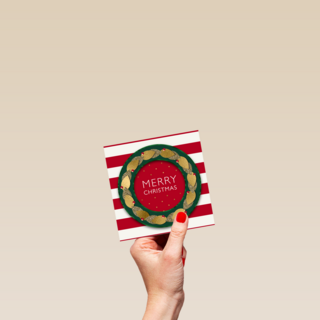 Kerstkaart klassiek ronde kerstkrans