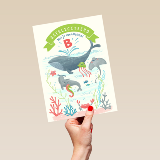 Zwemdiploma B kaart met walvis