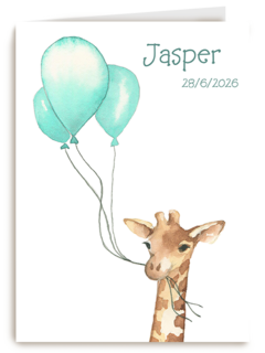Geboorte Kaart Giraffe Blauw