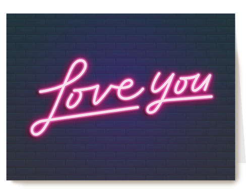 Liefde kaart neon Love you