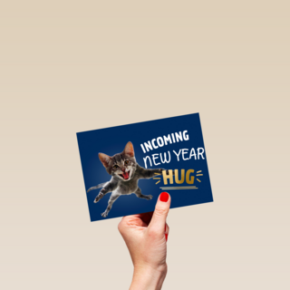 nieuwjaarskaart hip incoming new year hug