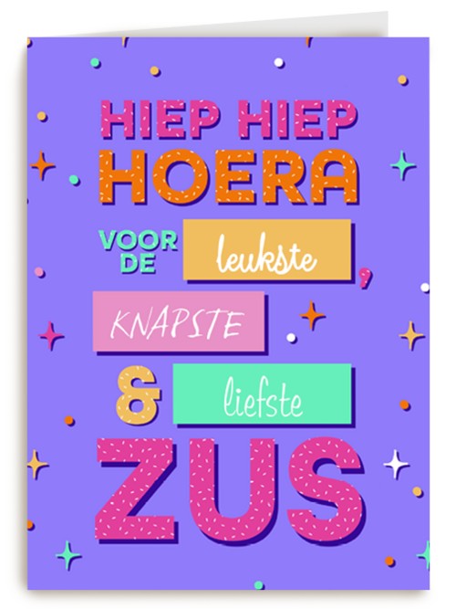 hippe verjaardagskaart voor een zus