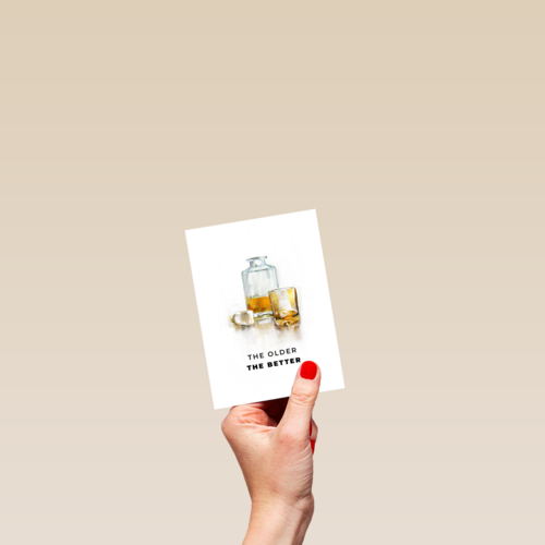 verjaardgskaart met whiskey the older the better