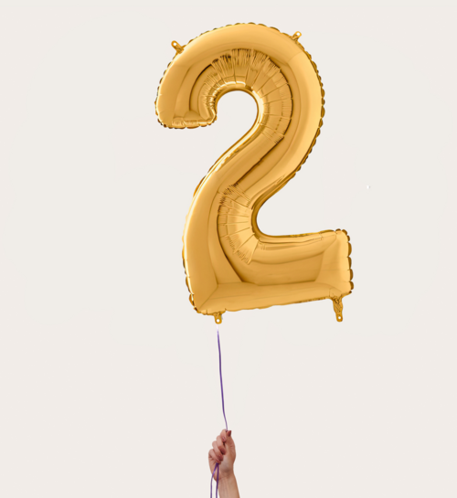 Cijferballon 2 Jaar Goud XL