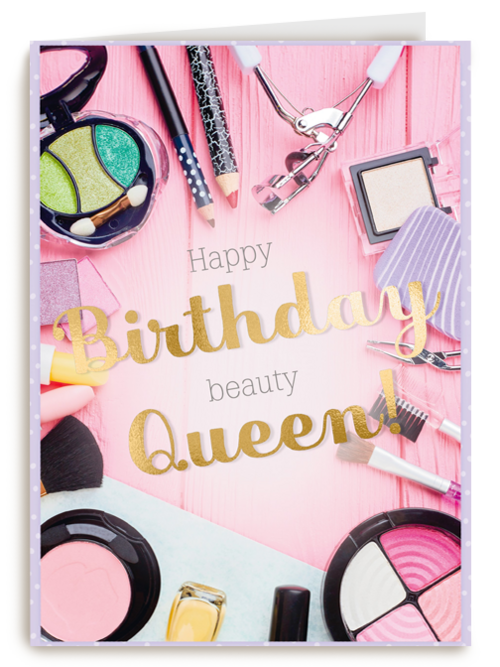 Verjaardagskaart tiener meisje Birthday queen makeup
