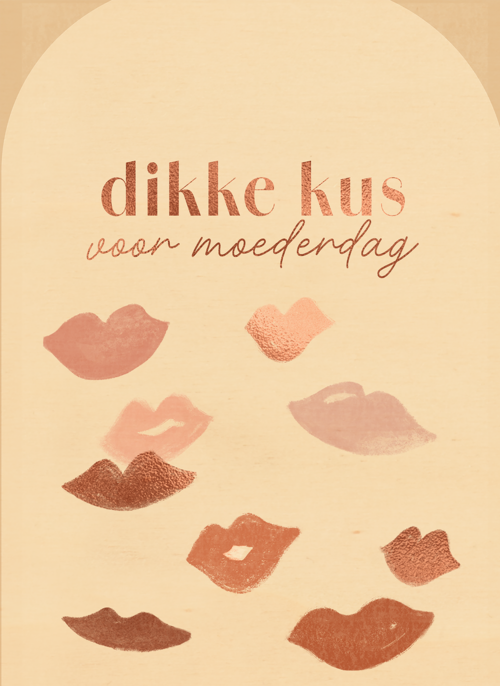 Houten Kaart Moederdag | Houten Kaart Hallmark | Moederdag | Moederdag Dikke Kus Beige