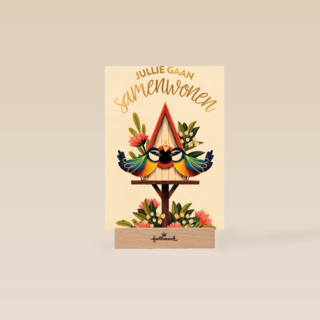 Samenwonen kaart 2 vogeltjes met vogelhuis