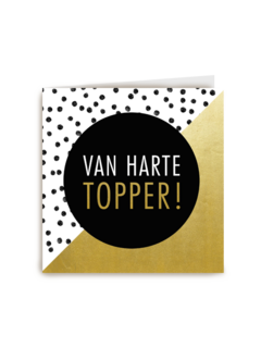 van harte topper met goud en stippen