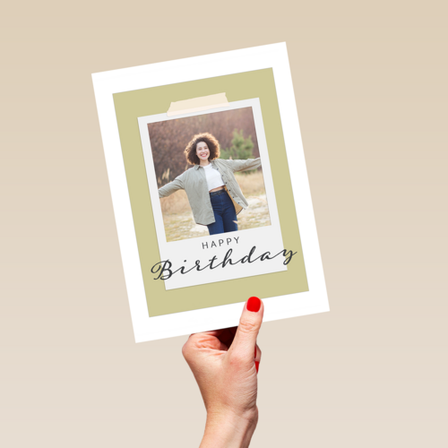 Happy Birthday fotokaart polaroid