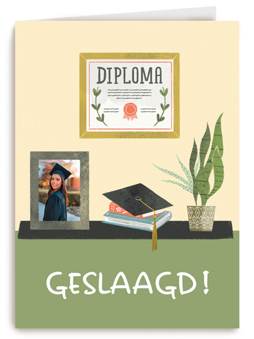 geslaagd fotokaart bureau met foto