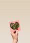 Blanco kaart roze hart bloem
