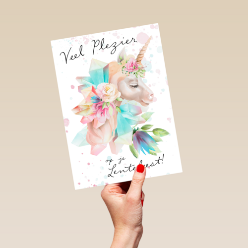 Veel plezier op je lentefeest unicorn