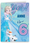 Frozen verjaardagskaart 6 jaar Elsa Olaf