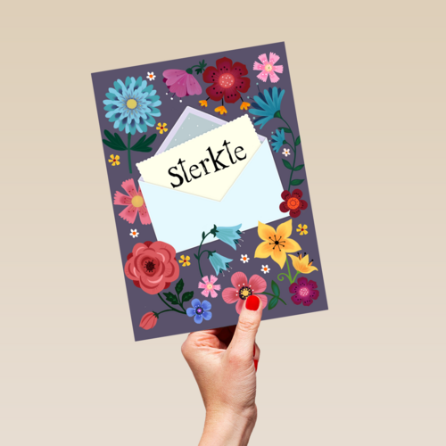 Sterkte kaart envelop en bloemen