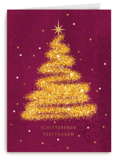 kerstkaart klassiek gouden kerstboom