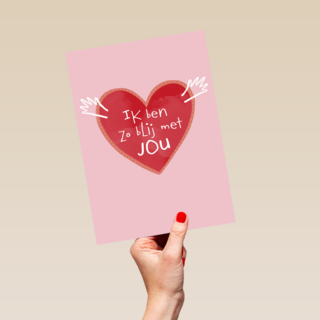Valentijnskaart hart met ik Ik ben zo blij met jou