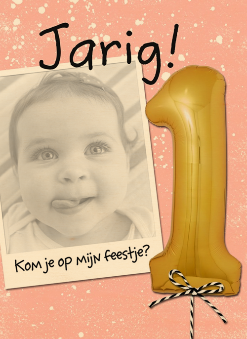 Houten Kaart Kinderfeest | Houten Kaart Hallmark | Kinderfeest | Ik Vier Mijn Eerste Verjaardag Kaart