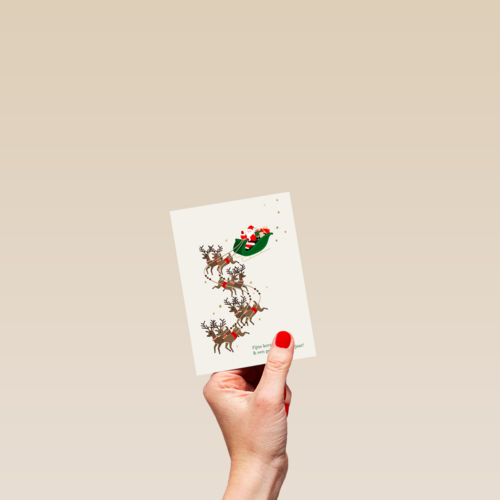 zakelijke kerstkaart met kerstman en rendieren