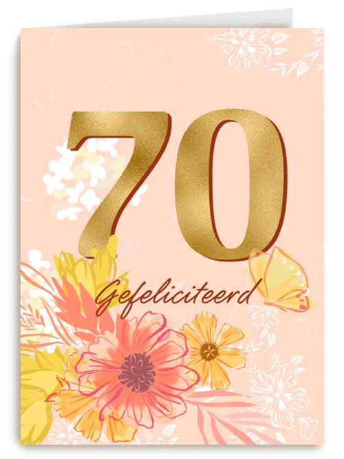 Verjaardagskaart 70 met bloemen