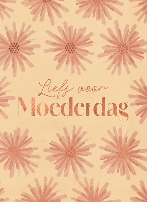 Houten Kaart Moederdag | Houten Kaart Hallmark | Moederdag | Moederdag Liefs Roze Bloemen