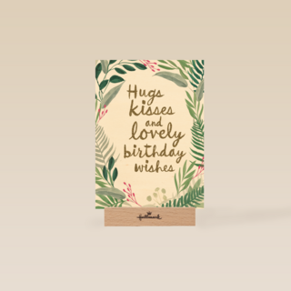 botanical kaart hugs kisses and birthday wishes