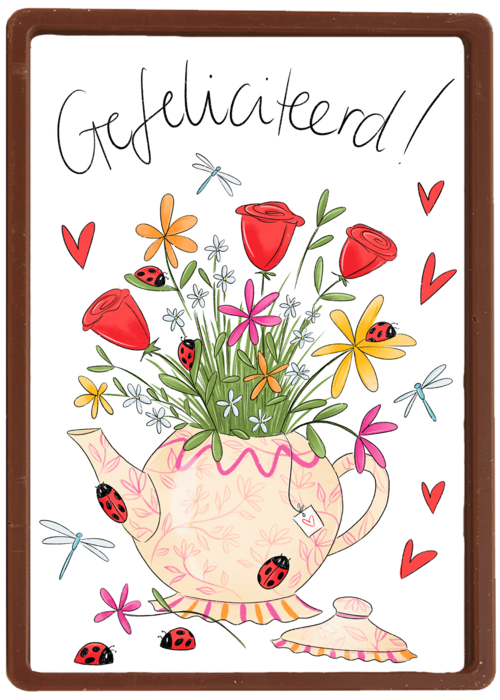 Kaart Hallmark | Felicitatie Huwelijk Verloving Geregistreerd Partnerschap Huwelijksjubileum | Matia Gefeliciteerd Theepot Vol Bloemen