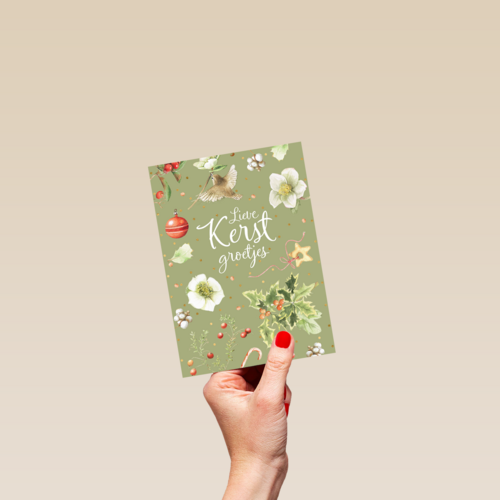 kerstkaart marjolein bastin lieve kerst groetjes vogeltje