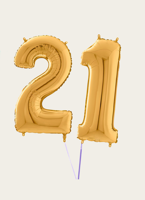 Hallmark Cijferballon 21 Jaar Goud XL |  Cadeau Ballonnen |