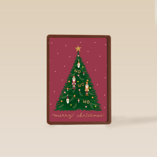 Kerstkaart kerstboom nutcracker