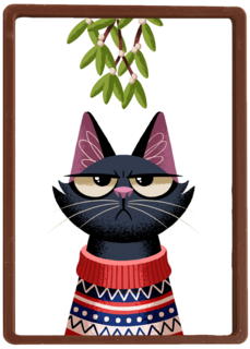 grumpy kat under the mistletoe