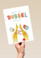 dubbel feest met twee giraffen en confetti