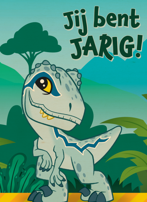 Blauwe dino verjaardagskaart